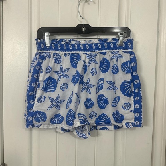Calypso St. Barth Pants - Calypso St. Barth Blue Seashell Cotton Sleep Shorts Size Medium